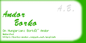 andor borko business card